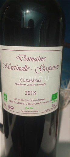 Verërat Rouge sec Domaine Martinolle-Gasparets 2018 Francë Languedok Corbières AOC