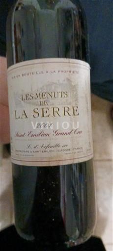 Verërat Rouge sec Les Menuts de La Serre Château La Serre 2005 Francë Bordoja Saint-Émilion Grand Cru AOC Grand Cru