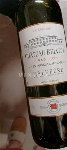 Viner Rouge sec Tradition Château Belvèze 2021 Frankrike Languedoc Malepère AOC