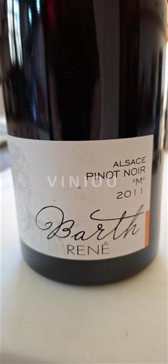 Vinos Rouge sec M Barth René 2011 Francia Alsacia Vin de France