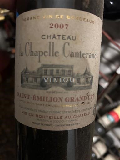 Bordoja Saint-Émilion Grand Cru Grand Cru Château La Chapelle Canterane 2007