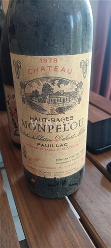 Vin Rouge sec Château Haut-Bages Monpelou 1978 France Bordeaux Pauillac AOC