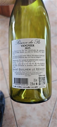 Vine Blanc sec Viognier Réserve du Pic 2025 Frankrig Languedoc og Roussillon Saint-Guilhem-le-Désert IGP