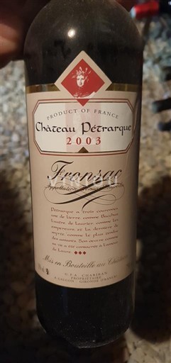 Bordeaux Fronsac Château Pétrarque 2003
