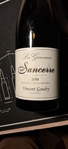 Vin Blanc sec Les Garennes Vincent Gaudry 2018 France Vallée de la Loire Sancerre AOC