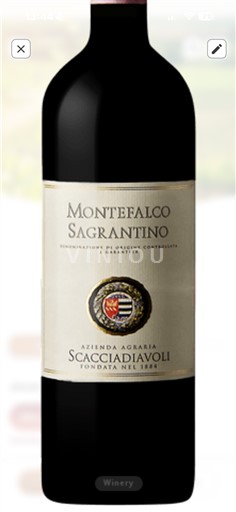 Umbrija Монтефалко Сагрантино Scacciadiavoli 2011