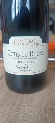 Вина Rouge sec Vieilles Vignes Grande Villa D'Erg 2021 Франція Рона Кот-дю-Рон AOC