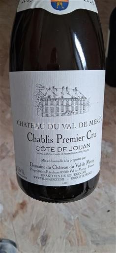 Verërat Blanc sec Côte de Jouan Château Val de Mercy Non millésimé Francë Burgundi Chablis AOC Premier Cru