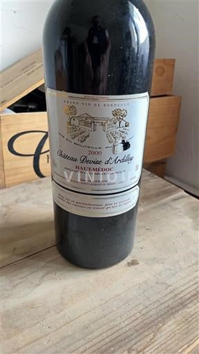 Verërat Rouge sec Château Devise d'Ardilley 2000 Francë Bordoja Haut-Médoc AOC