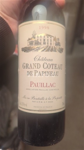 Bordeaux Pauillac Château Grand Coteau de Papineau 1998
