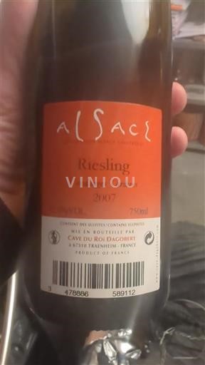 Vini Blanc moelleux Cave du Roi Dagobert 2007 Francia Alsazia Vin de France Vendanges Tardives