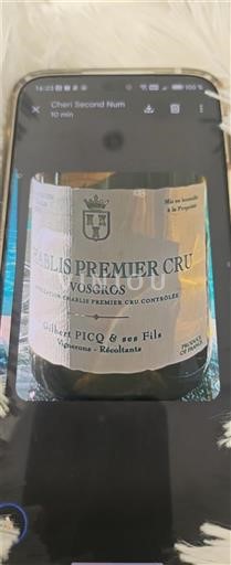 Vin Blanc sec Vosgros Gilbert Picq & ses Fils 2023 France Bourgogne Chablis AOC Premier Cru