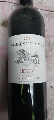 Languedoc ja Roussillon Pays d'Oc Domaine Sant Maurice Merlot 2016