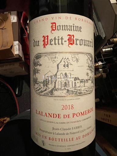 Bordoja Lalande-de-pomerol Domaine Petit-Brouard 2018