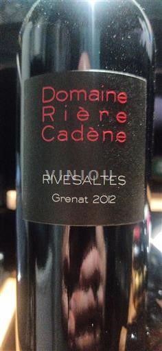 Ruzijon Rivesaltes Domaine Rière Cadène Grenat 2012