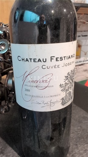 Viner Rouge sec Cuvée Joseph Château Festiano 2009 Frankrike Languedoc Minervois AOC