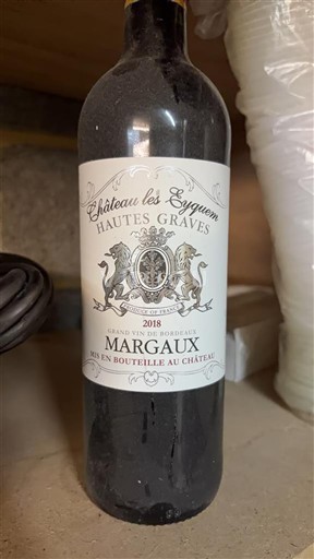 Vinos Rouge sec Hautes Graves Château Les Eyguem 2018 Francia Burdeos Margaux AOC