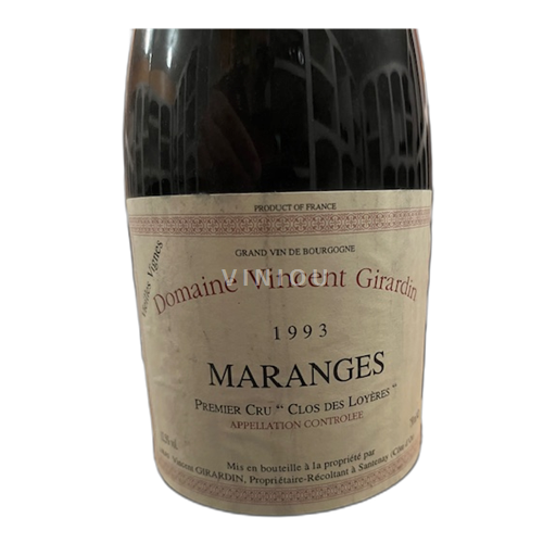 Vin Rouge sec Clos des Loyères Domaine Vincent Girardin 1993 France Bourgogne Maranges AOC Premier Cru