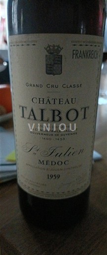 Bordoja Saint-Julien Grand Cru Château Talbot 1959