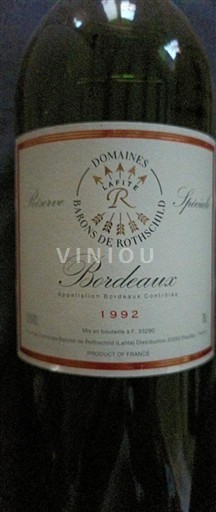Wines Rouge sec Réserve Spéciale Domaine Domaines Barons de Rothschild 1992 France Bordeaux AOC