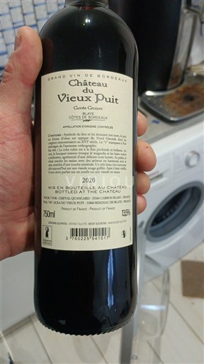 Vinos Rouge sec Cuvée Croisée Château Vieux Puit 2020 Francia Burdeos Côtes-de-Bordeaux AOC