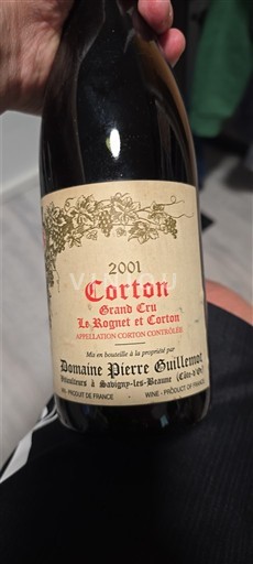 Wines Rouge sec Le Rognet et Corton Domaine Pierre Guillemot 2001 France Burgundy Corton AOC Grand Cru
