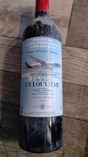 Bordeaux Pessac-Léognan Grand Cru Château La Louvière Sélection des Comités d'Établissements Airbus Operations 2013 - 1er Vol A350 XWB 2008