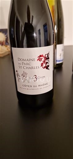 Viner Rouge sec Les 3 Coups Domaine Parc Saint Charles Non millésimé Frankrike Rhônedalen Côtes-du-rhône AOC