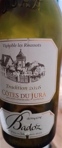 Vine Blanc sec Tradition Domaine Badoz 2016 Frankrig Jura Côtes-du-jura AOC