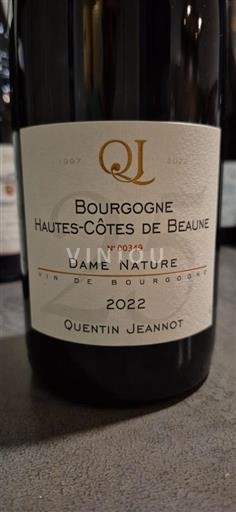 Viinit Rouge sec Dame Nature Quentin Jeannot 2022 Ranska Burgundi Määrittelemätön AOC