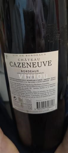 Vinhos Rouge sec Château Cazeneuve 2012 França Bordéus AOC