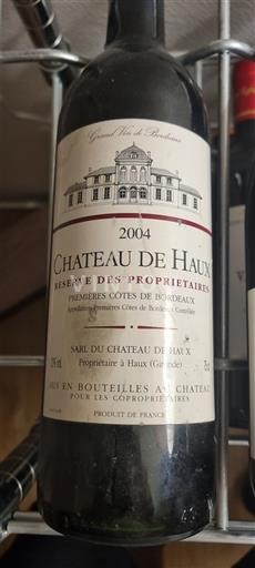 Bordoja Premières-côtes-de-bordeaux Château Haux Réserve des Propriétaires 2004