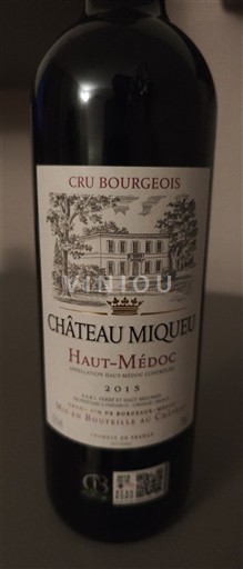Viner Rouge sec Château Miqueu 2015 Frankrike Bordeaux Haut-Médoc AOC