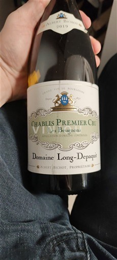Burgundi Chablis premier cru Premier Cru Domaine Long-Depaquit Les Beauroys 2019