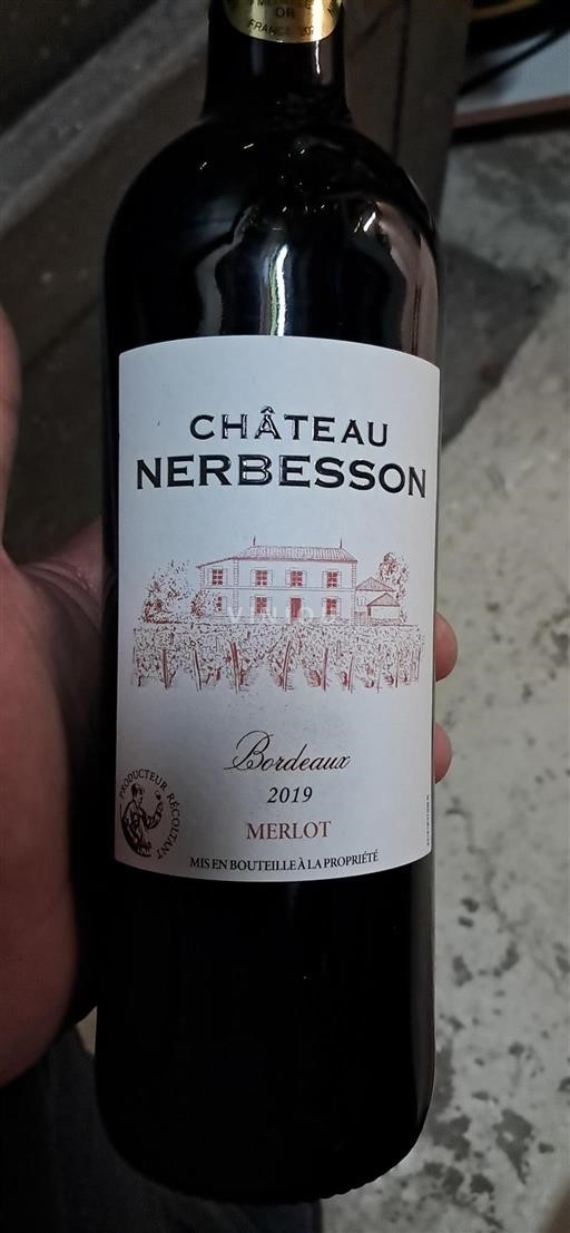 Burdeos Bordeaux Château Nerbesson Merlot 2019