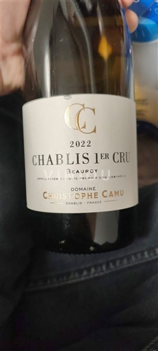 Burgundi Chablis premier cru Premier Cru Domaine Christophe Camu Beauroy 2022