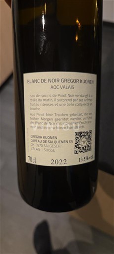 Вале Gregor Kuonen Blanc de Noir Gregor Kuonen 2022