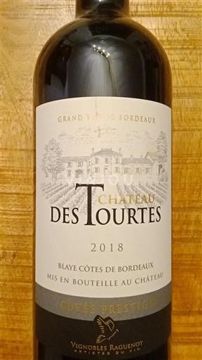 Vina Rouge sec Cuvée Prestige Château Tourtes 2018 Francija Bordeaux Blaye-côtes-de-bordeaux AOC