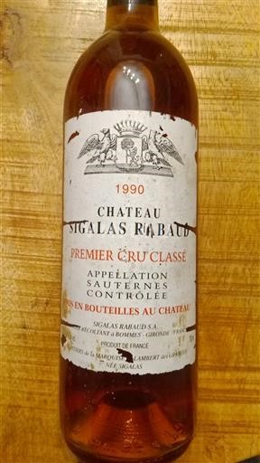 Bordoja Sauternes Premier Cru Château Sigalas Rabaud 1990