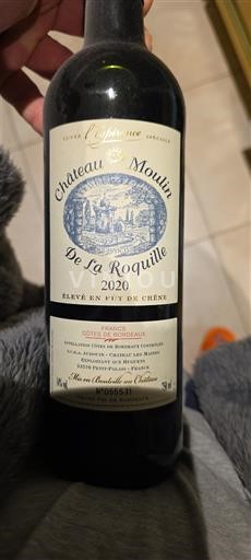 Vinos Rouge sec L'Excellence Château Moulin de La Roquille 2020 Francia Burdeos Côtes-de-Bordeaux AOC