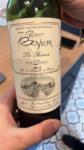 Burdeos Blaye-Côtes de Burdeos Château Petit Boyer La Passion 2022