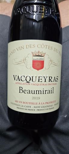 Rhône Valley Vacqueyras Beaumirail 2019