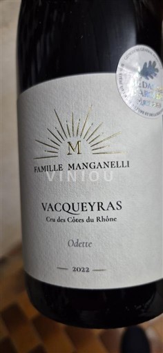 Thung lũng Rhône Vacqueyras Famille Manganelli Odette 2022