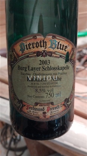 Wine Nahe Burg Layer Schlosskapelle - Pieroth Blue - 2012