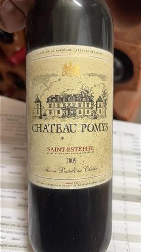 Vin Rouge sec Château Pomys 2009 France Bordeaux Saint-Estèphe AOC