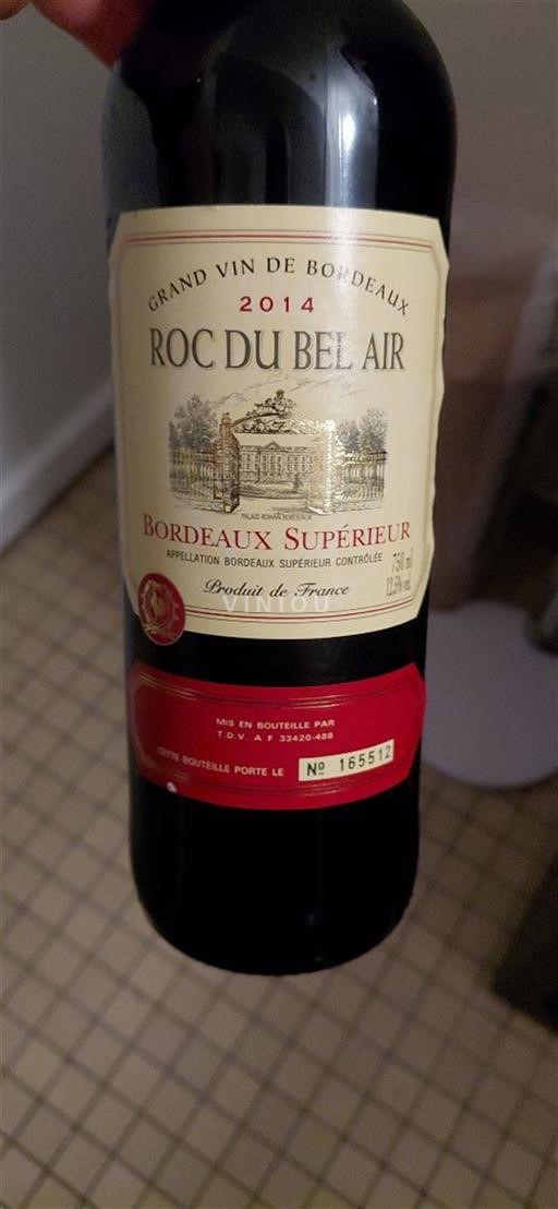 Bordéus Bordeaux Superior Roc du Bel Air 2014