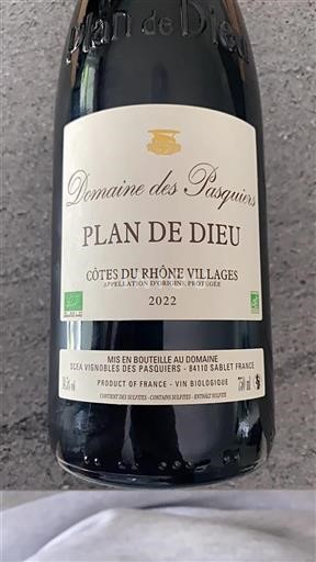 Rhône Valley Côtes du Rhône Villages Domaine des Pasquiers Plan de Dieu 2022