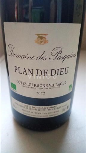 Valle del Rodano Côtes-du-rhône-villages Domaine des Pasquiers Plan de Dieu 2022