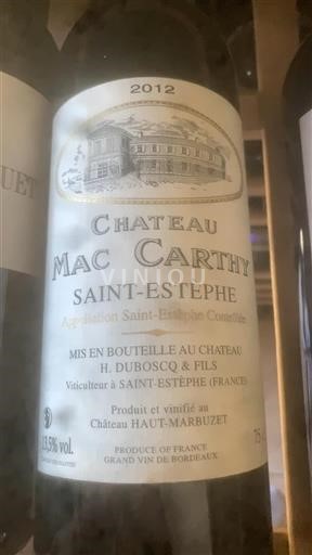 Burdeos Saint-Estèphe Château Mac Carthy 2012