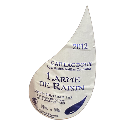 Alsace Ospecificerad Les Trois Clochers Larme de Raisin 2012